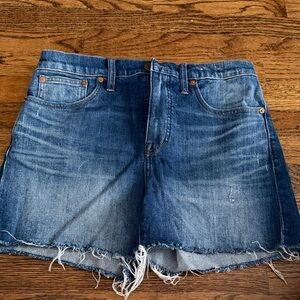 Madewell Distressed Blue Denim Cutoff Shorts